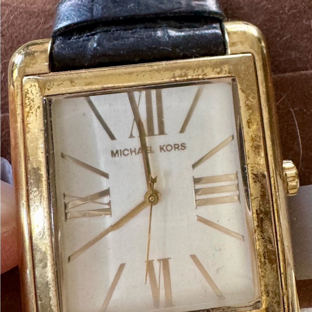 Michael Kors Rectangular Gold and Black Watch